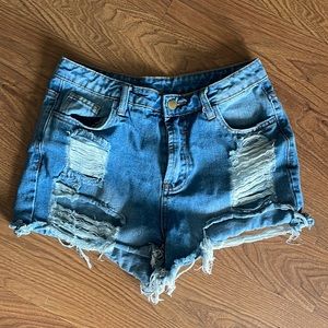 Distressed Denim Shorts